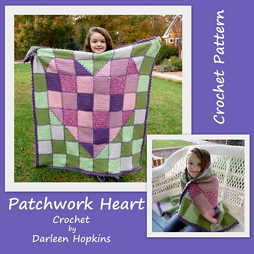 Ravelry DarleenHopkins' Patchwork Heart Baby Blanket