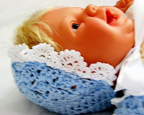 Blue Christening Set: Gown, Bonnet, Shoes & Bib photo 6