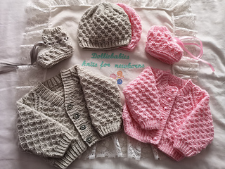 Baby Smocked Frilly Cardigan Dress Bonnet //Bootee 14-18/" 4Ply Knitting Pattern