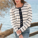 120-44 Jacket with navy stripes and puff sleeves pattern 