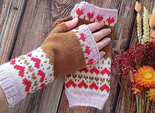 Love in stitches wrist warmers