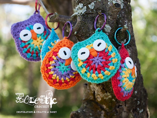 Owl nøkkelring - EclecticCrochet