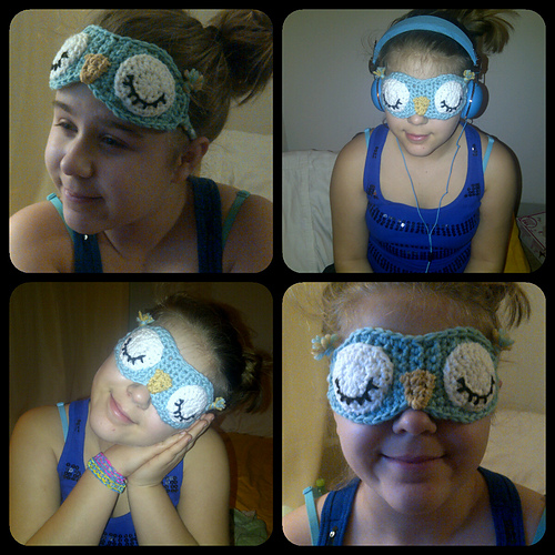 Ravelry Sleepy Owl Eye Mask pattern by Sarah Zimmerman