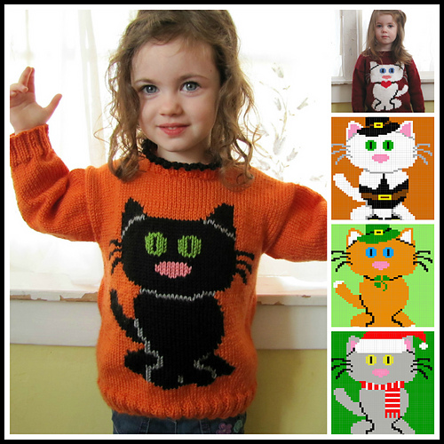 Ravelry A Clowder of Cat Sweaters pattern by Eileen Casey