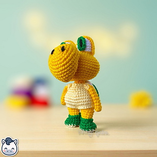 Handmade Koopa amigurumi inspired by Nintendo’s Super Mario, a cute crochet pattern PDF perfect for retro gaming fans and geek collectors.