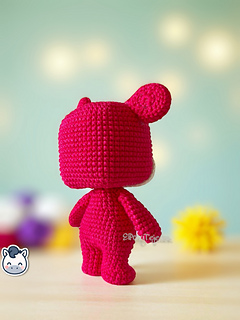 Handmade Lotso amigurumi inspired by Disney Pixar’s Toy Story, a perfect pink strawberry bear crochet pattern PDF for geek fans and plush collectors.