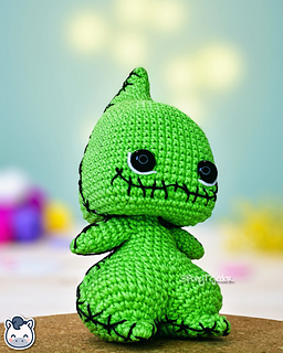 Handmade Oogie Boogie amigurumi inspired by Tim Burton’s The Nightmare Before Christmas, a perfect crochet pattern for Halloween fans and Disney lovers.