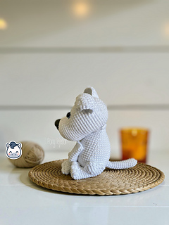 Handmade American Staffordshire Terrier amigurumi inspired by the AmStaff breed, a cute crochet pattern PDF perfect for dog lovers and handmade plush fans.