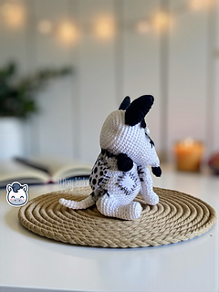 Handmade Sparky amigurumi inspired by Tim Burton’s Frankenweenie, a spooky and cute crochet pattern PDF for gothic and Halloween lovers.