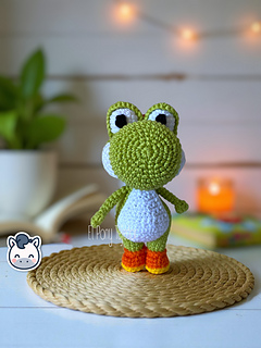 Handmade Yoshi amigurumi inspired by Nintendo’s Super Mario Bros, a perfect pattern for fans of Mario, Mushroom Kingdom adventures and retro gaming.