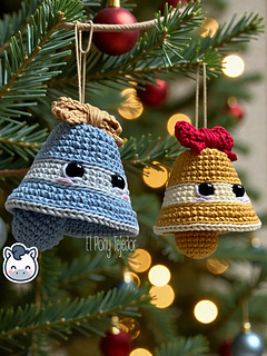 Handmade Christmas Bells amigurumi inspired by classic holiday ornaments, a perfect pattern for fans of cozy festive decoration and cute Christmas crafts.
