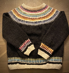 Variant av Strimma Hopp. Istället för 5 rader färg i början är det 2 maskor färg 1 vit…