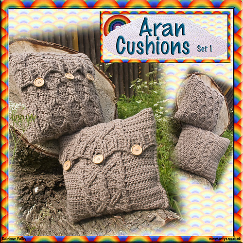Ravelry Aran Cushion Covers pattern by Helen Free