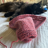 The yarn is darker than this. (Just Vento, on 4.5mm/5mm needles, before blocking)