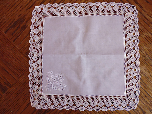 Handkerchief / Hanky with Filet Edging photo 3