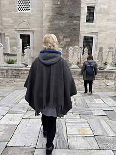 Person Hood paired with purchased poncho