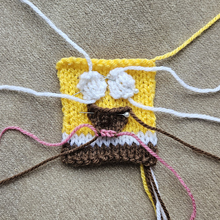 Knitted spongebob toy face pieces