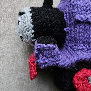 Front view of Charlie knitted toy train