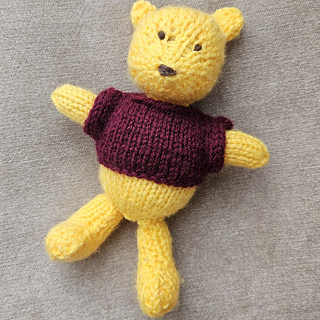 Knitted Classic Pooh Bear Toy with Jumper