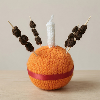 Knitted Christingle homemade Christmas decor