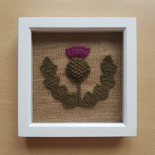 Knitted thistle framed picture