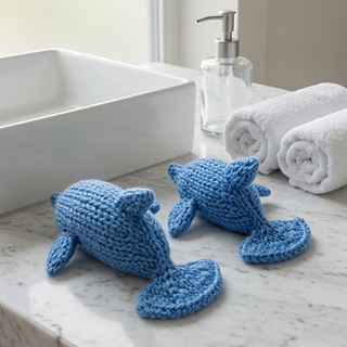 Knitted dolphin bathroom decor