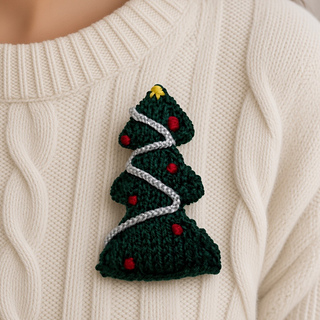 Little Knitted Christmas Tree Brooch