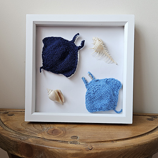 Knitted Manta Rays in Box Frame Picture