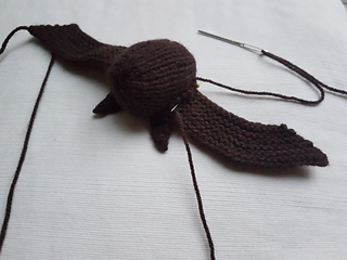 Sewing up Knitted Bat wings