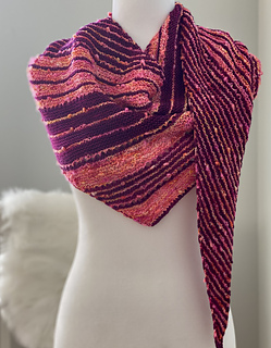 Sample 2 was knit using Artfil Yarns Belle (MC- 387 yds/354 m) in the colourway Sangria and Full Moon Fibres Moon Rock Slub (CC- 81g, 355 yds/325 m) in colourway Hot as it Gets
