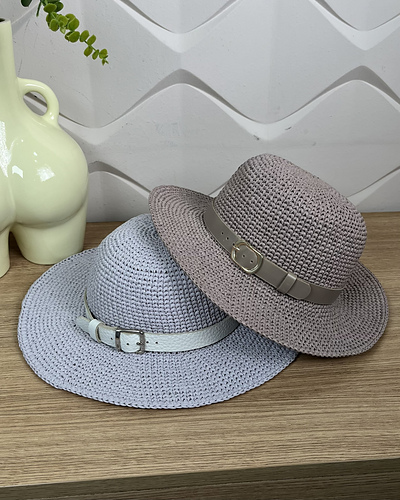 Raffia Summer Hat with Leather Belt