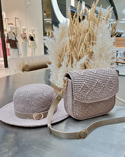 Raffia Crossbody Bag & Wide Brim Hat
