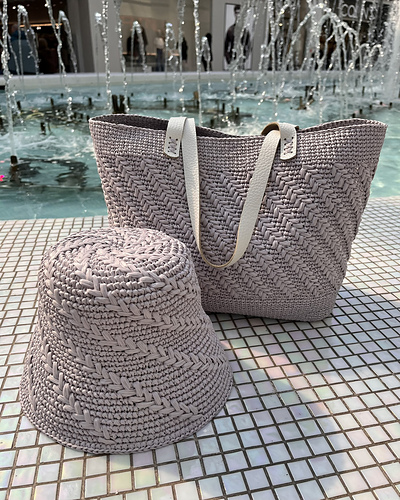 Crochet Raffia Tote Bag & Bucket Hat