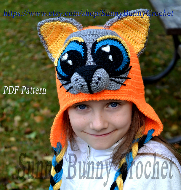 Ravelry Crochet Hat Pattern Cat Hat with Big Eyes pattern by Anna caron