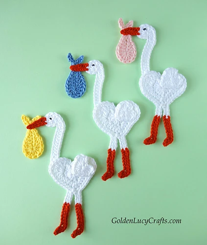 85 Free Patterns For Crochet Birds 38 Stork Applique Free Crochet Pattern