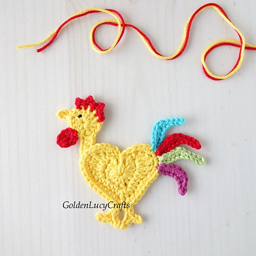 85 Free Crochet Farm Animals Patterns 44 Rooster Applique Free Crochet Pattern