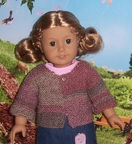 Garter Stitch Cardigan fits 18" Dolls photo 1