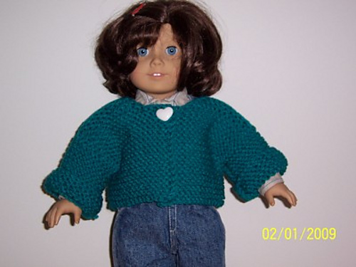 Garter Stitch Cardigan fits 18" Dolls photo 3