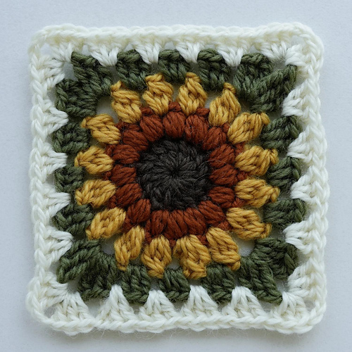 Høstsolsikke Granny Square - GrannySquare.Me