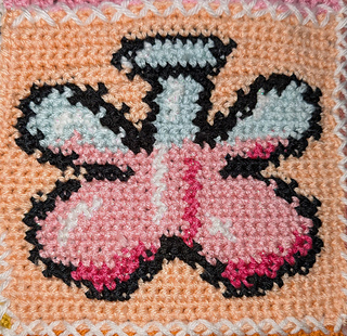 End result using black, light blue, white, light pink, dark pink and peach