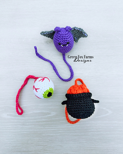 Mini Halloween Amis: Bat, Cauldron, Eyeball