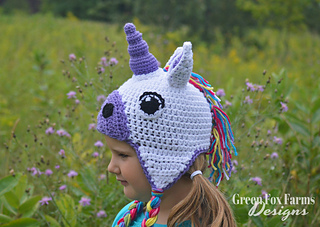 Unicorn Loom Knitted Hat With Flowers Roses Digital Pattern 