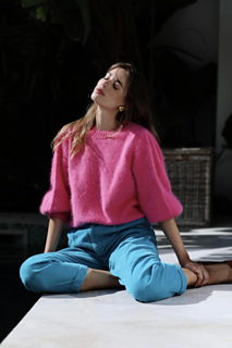 Pull Alix à tricoter en Angora douceur Rose sorbet