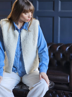 Gilet sans manches, épaules structurées en point de riz