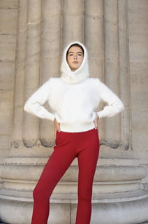 Balaclava Angora écru circular knitting