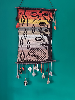 Falling leaves woodland wall hanging by Hookanory - finished piece