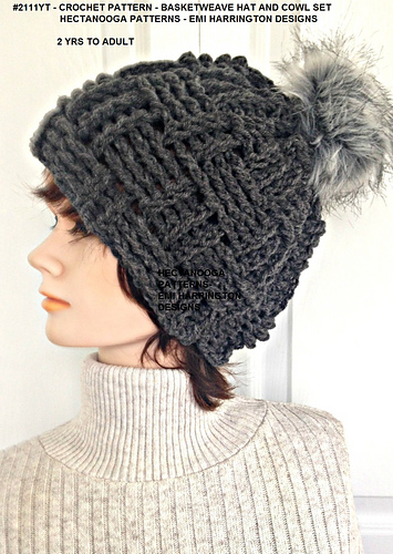 2111yt- Basket Weave hat and cowl photo 4