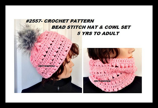 2557- Bead Stitch Hat \u0026 Cowl pattern 