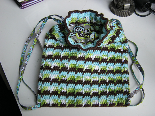 Striped Project Bag with Drawstring Closure photo 1
