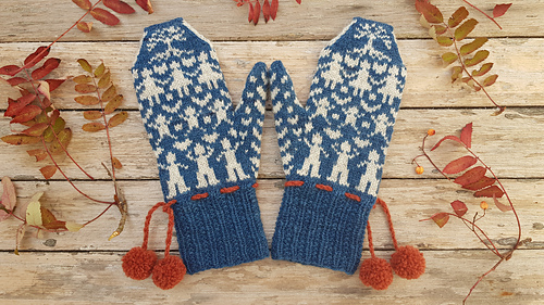 The Ties That Bind Us stranded colourwork mittens.